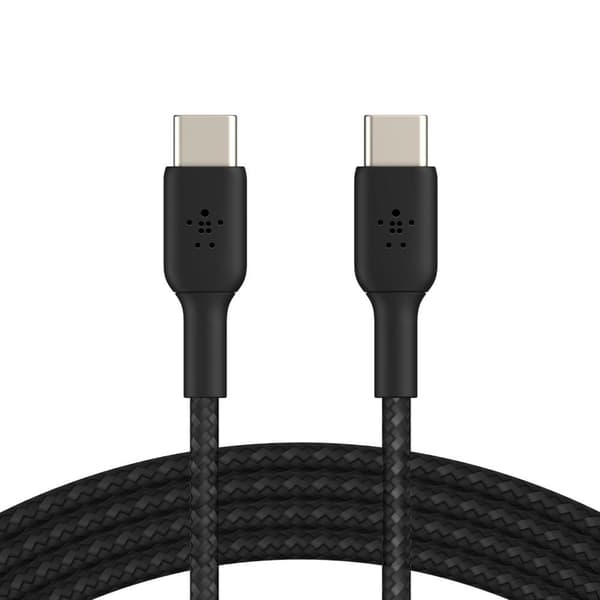 Belkin Braided Boost Charge USB-C til USB-C-kabel (USB-C hurtigopladningskabel til enheder som Pixel, iPad Pro og andre enheder som Samsung) 1m, sort