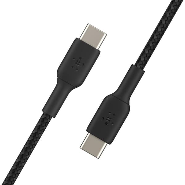 Belkin Braided Boost Charge USB-C til USB-C-kabel (USB-C hurtigopladningskabel til enheder som Pixel, iPad Pro og andre enheder som Samsung) 1m, sort