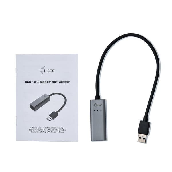 I-TEC USB 3.0 metall Gigabit Ethernet-adapter 1x USB 3.0 till RJ-45 LED-skärm för bärbar Tablet PC Windows Mac Linux Android (U3METALGLAN)