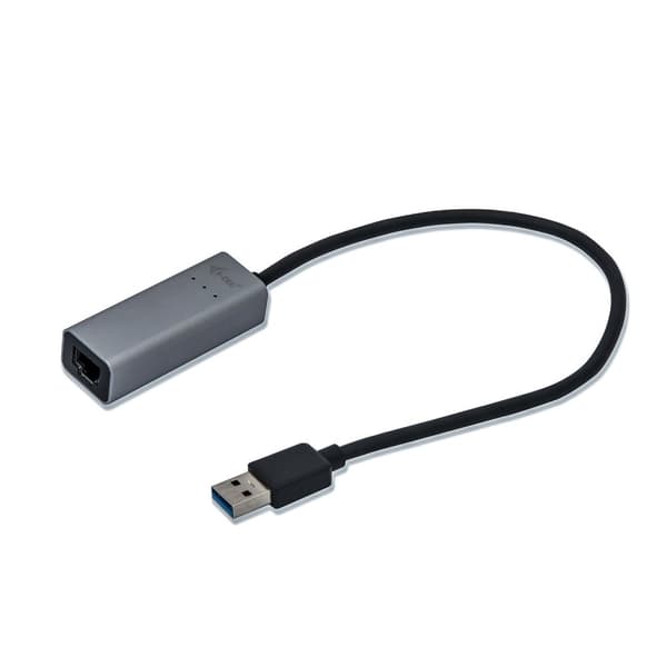 I-TEC USB 3.0 metall Gigabit Ethernet-adapter 1x USB 3.0 till RJ-45 LED-skärm för bärbar Tablet PC Windows Mac Linux Android (U3METALGLAN)