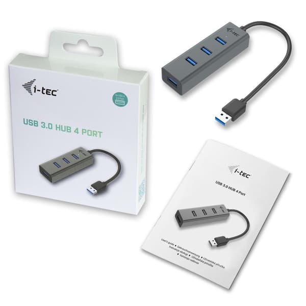 I-TEC USB 3.0 Metal HUB 4 portar utan strömadapter idealisk för Notebook Ultrabook Tablet PC stöder Win och Mac OS