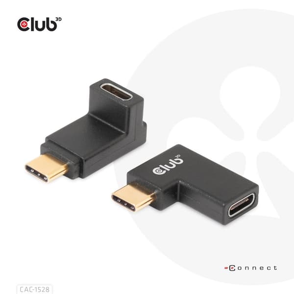 Club 3D - USB-C-adaptersæt - USB 3.2 Gen 2 - 20V - 5A - vinklet, USB-drevet (100W), 4K 120Hz-understøttelse