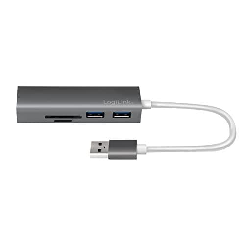 LogiLink UA0306 USB 3.0 HUB, 3-portar, med kortläsare antracit