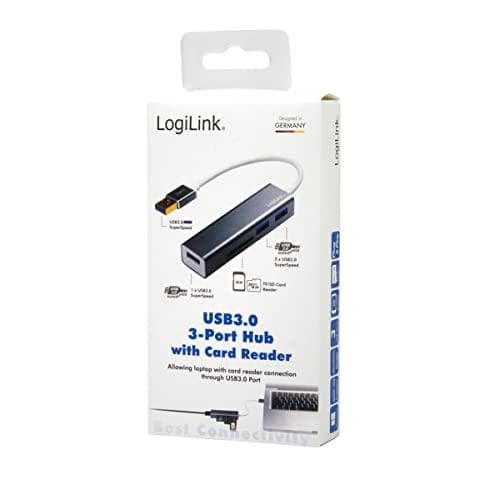 LogiLink UA0306 USB 3.0 HUB, 3-portar, med kortläsare antracit