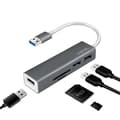 Miniatyrbild 2 av 6: LogiLink UA0306 USB 3.0 HUB, 3-portar, med kortläsare antracit