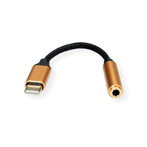 ROLINE 12.03.3223 mobiltelefonkabel sort - guld 0,13 m USB C 3,5 mm (12.03.3223)