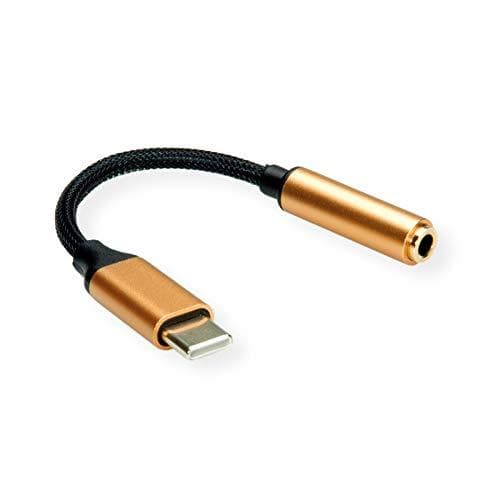 ROLINE 12.03.3223 mobiltelefonkabel sort - guld 0,13 m USB C 3,5 mm (12.03.3223)