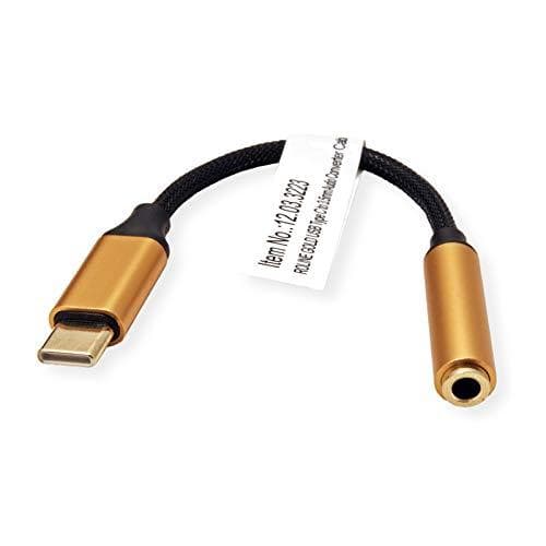 ROLINE 12.03.3223 mobiltelefonkabel sort - guld 0,13 m USB C 3,5 mm (12.03.3223)