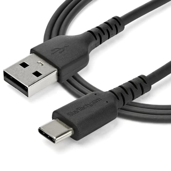 StarTech 1 m / 3,3 fod. USB 2.0 til USB C-kabel - Sort - Aramidfiber - USB-kabel - USB (M) lige til USB-C (M) lige - Thunderbolt 3 / USB 2.0 - 1 m - s