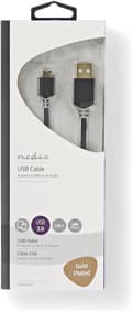 Miniatyrbild 5 av 11: USB-kabel | USB 2.0 | USB-A hane | USB Micro B hane | 480 Mbps | guldpläterad | 1,00 m | Runda | PVC | Antracit | fönsterlåda
