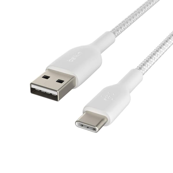 Belkin flätad USB-C till USB-kabel - 0,15m - Vit