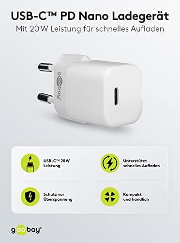 Goobay USB-C™ PD (Power Delivery) -pikalaturi nano (20 W) valkoinen (59358)