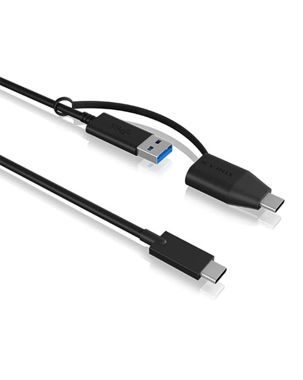RaidSonic ICY Box-kabel IB-CB033, USB-C USB-A + USB-C, svart, 35 cm