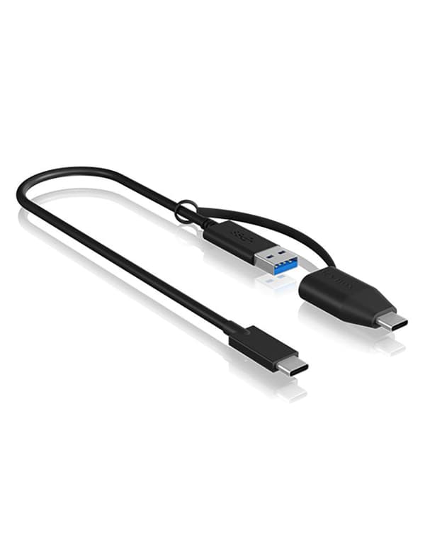 RaidSonic ICY Box-kabel IB-CB033, USB-C USB-A + USB-C, svart, 35 cm