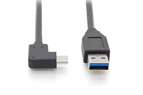 ASSMANN AK-300147-010-S, USB 3.1 anslutningskabel, USB Type-C till USB A (hane [90°]/hane), 3A, 10 Gbit/s, 1,0 meter, svart