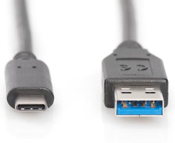Digitus 1m, USB3.0-C/USB3.0-A USB-kaapeli USB 3.2 Gen 1 (3.1 Gen 1) USB C USB A Musta