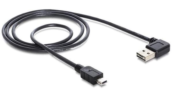 DeLOCK USB Mini B till vinklad Easy-USB-A-kabel - USB2.0 - upp till 2A / svart - 2 meter