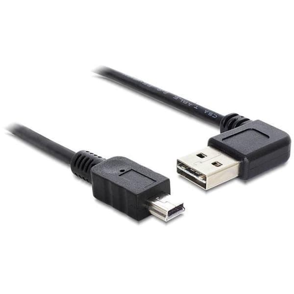 DeLOCK USB Mini B till vinklad Easy-USB-A-kabel - USB2.0 - upp till 2A / svart - 2 meter