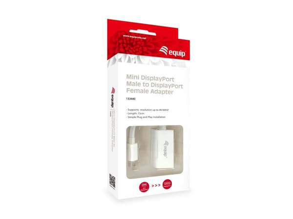 Equip Life - DisplayPort-sovitin - Mini DisplayPort (M) DisplayPortiin (W) - 15 cm - 4K-tuki (133440)