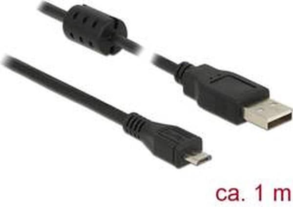 DeLOCK USB Micro B till USB-A-kabel - USB2.0 - upp till 2A / svart - 1 meter