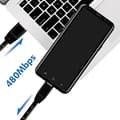 Miniatyrbild 3 av 6: USB 2.0 anslutningskabel med linjal, USB (typ A) till USB (typ C) svart, 1m