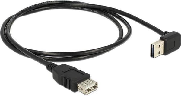 Easy-USB2.0 förlängningskabel USB-A vinklad topp/botten - 1 meter