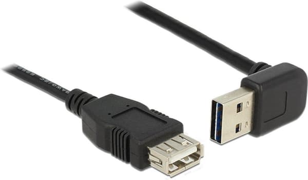 Easy-USB2.0 förlängningskabel USB-A vinklad topp/botten - 1 meter