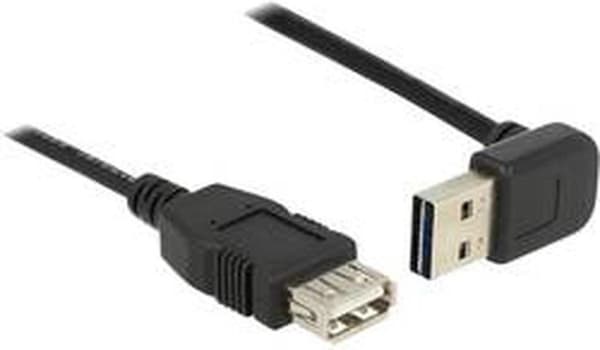 Easy-USB2.0 förlängningskabel USB-A vinklad topp/botten - 1 meter