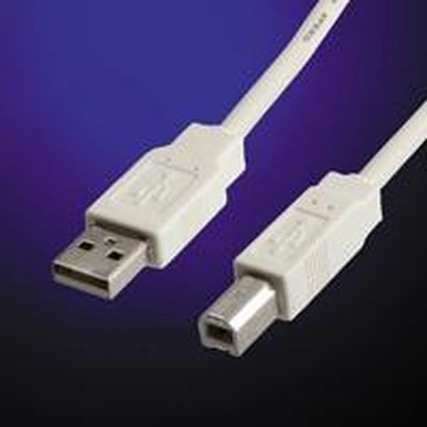 Värde USB till USB-B-kabel - USB2.0 - upp till 0,5A / vit - 3 meter