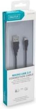 Miniatyrbild 3 av 4: Digitus USB-kabel USB 2.0 USB-A-kontakt, USB-micro-B-kontakt 1,80 m Svart Rund, Skärmad (dubbel)