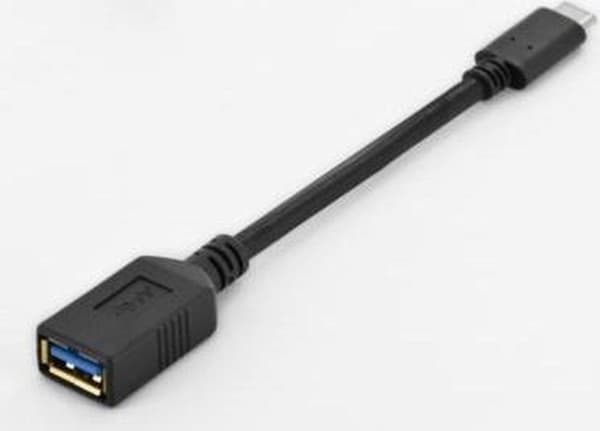 Digitus USB 3.2 Gen 1 (USB 3.0) Adapter [1x USB 3.2 Gen 1-uttag A (USB 3.0) - 1x USB 3.2 Gen 1-kontakt C (USB 3.0)] AK-300315-001-S Rund, Plugg passar