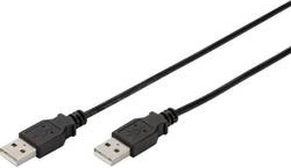 Digitus USB-kabel USB 2.0 USB-A-kontakt, USB-A-kontakt 1,80 m Svart skärmad (dubbel)