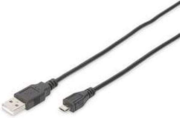 Digitus USB-kabel USB 2.0 USB-C-stik, USB-micro-B-stik 1,00 m Sort Rund, Afskærmet (dobbelt)