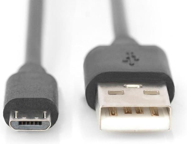 Digitus USB-kabel USB 2.0 USB-C-stik, USB-micro-B-stik 1,00 m Sort Rund, Afskærmet (dobbelt)