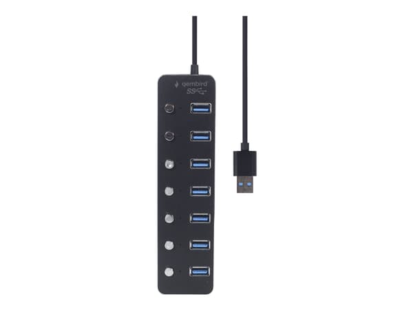Gembird - Hubb - med strömbrytare, svart - 7 x USB 3.1 Gen 1 - skrivbordsmodell