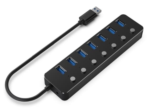 Gembird - Hubb - med strömbrytare, svart - 7 x USB 3.1 Gen 1 - skrivbordsmodell