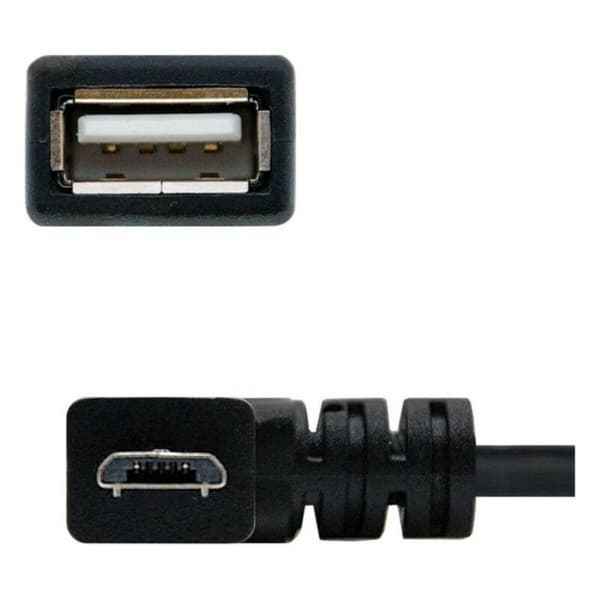 USB 2.0 A til USB B-kabel NANOCABLE 10.01.3600 15 cm Han-stik/Hun-stik Sort