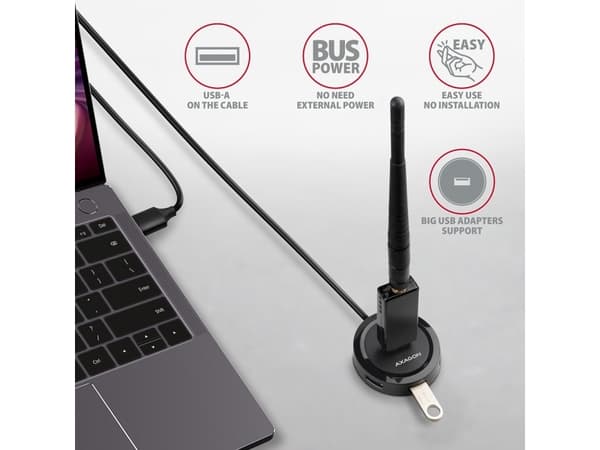 Axagon HUE-P1AL, USB 3.2 Gen 1 (3.1 Gen 1) Type-A, USB 3.2 Gen 1 (3.1 Gen 1) Type-A, 5000 Mbit/s, Musta, Pyöreä kaapeli, 1,2 m