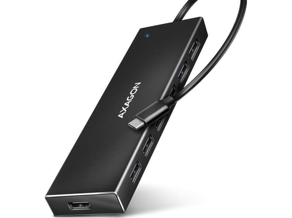 Axagon HUE-F7C 7x USB 3.2 Gen 1 ALU FLAT hub micro power IN 30cm USB-C USB 3.2 Gen 1 (3.1 Gen 1) Type-A 5000 Mbit/s Black