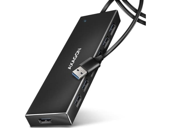 AXAGON HUE-F7A USB-keskitin, 7x USB 3.2 Gen 1, ulkoinen virtalähde - 1m