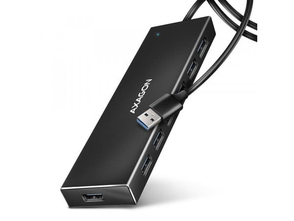 AXAGON HUE-F7A USB-keskitin, 7x USB 3.2 Gen 1, ulkoinen virtalähde - 1m