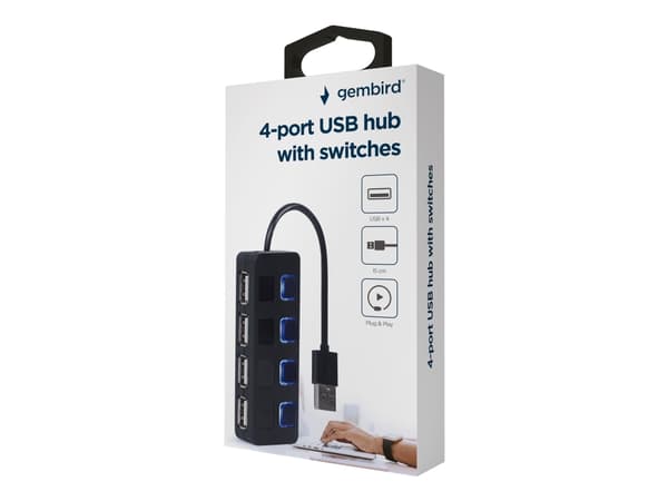 Gembird UHB-U2P4-05 - Hubb - 4 x USB 2.0 - skrivbordsmodell