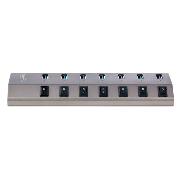 StarTech.com 7-ports selvforsynende USB-C-hub med individuelle tænd/sluk-kontakter, USB 3.0 5 Gbps udvidelseshub med strømforsyning, stationær/bærbar