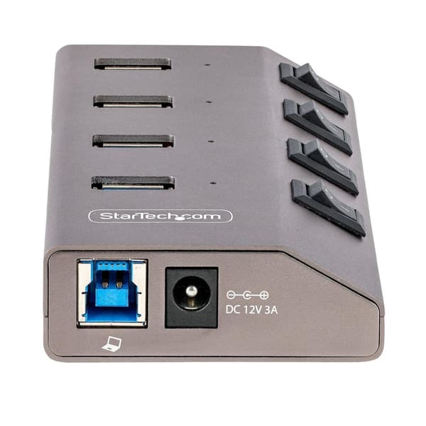 StarTech.com 4-portars självförsörjande USB-C-hubb med individuella på/av-brytare, USB 3.0 5 Gbps expansionshubb med strömförsörjning, stationär/bärba