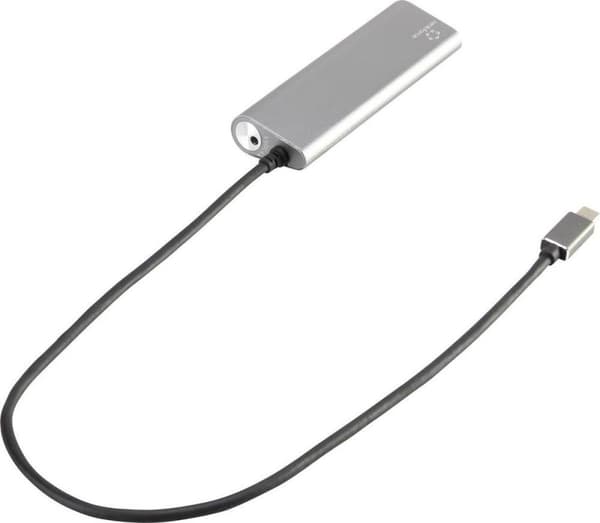 Renkforce 4 porttia USB 3.2 Gen 1 hub Alumiinikotelolla Hopea