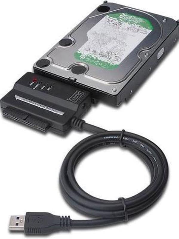 Digitus USB 3.2 Gen 1 (USB 3.0) -liitäntäkaapeli [1 x USB 3.2 Gen 1 -pistoke A (USB 3.0) - 1 x SATA-yhdistelmäliitäntä 15+7-nastainen, IDE-liitäntä 40