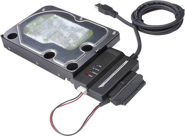 Digitus USB 3.2 Gen 1 (USB 3.0) -liitäntäkaapeli [1 x USB 3.2 Gen 1 -pistoke A (USB 3.0) - 1 x SATA-yhdistelmäliitäntä 15+7-nastainen, IDE-liitäntä 40