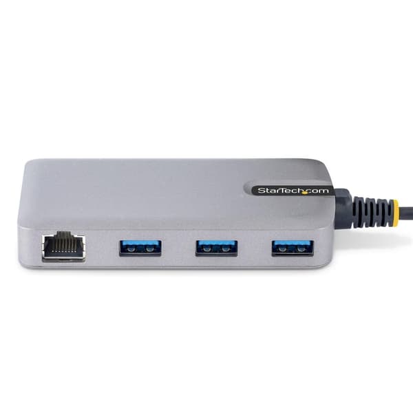 StarTech.com 3-porttinen USB-keskitin Ethernetillä, 3x USB-A-porttia, Gigabit Ethernet RJ45, USB 3.0 5Gbps, väyläkäyttöinen, USB-keskitin GbE:llä ja 1