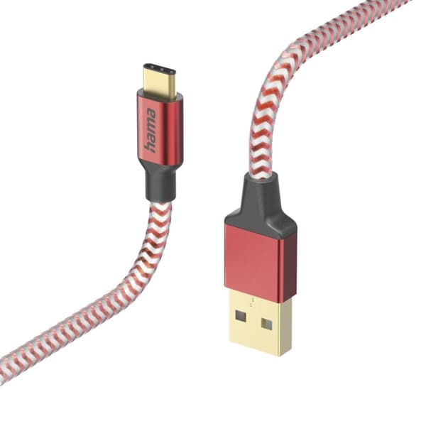 Hama reflekterande USB-kabel 1,5 m USB 2.0 USB A USB C röd (00201559)
