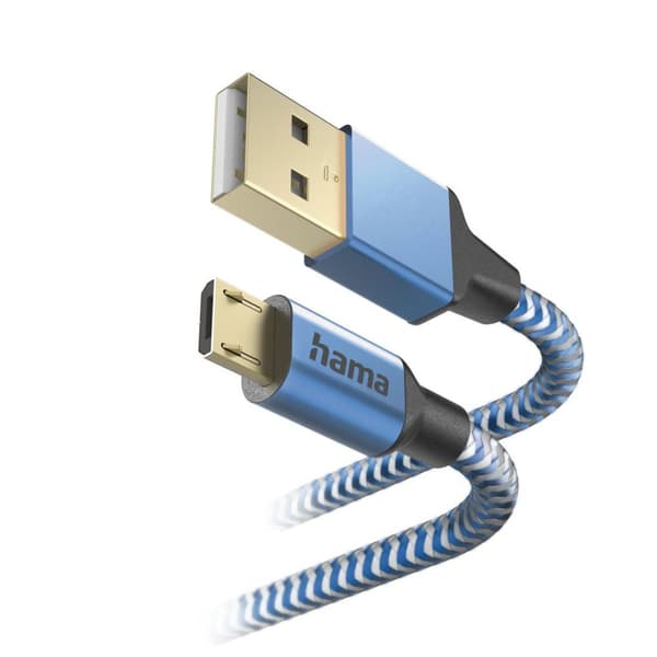 Hama reflekterande USB-kabel 1,5 m USB 2.0 USB A Micro-USB B blå (00201555)